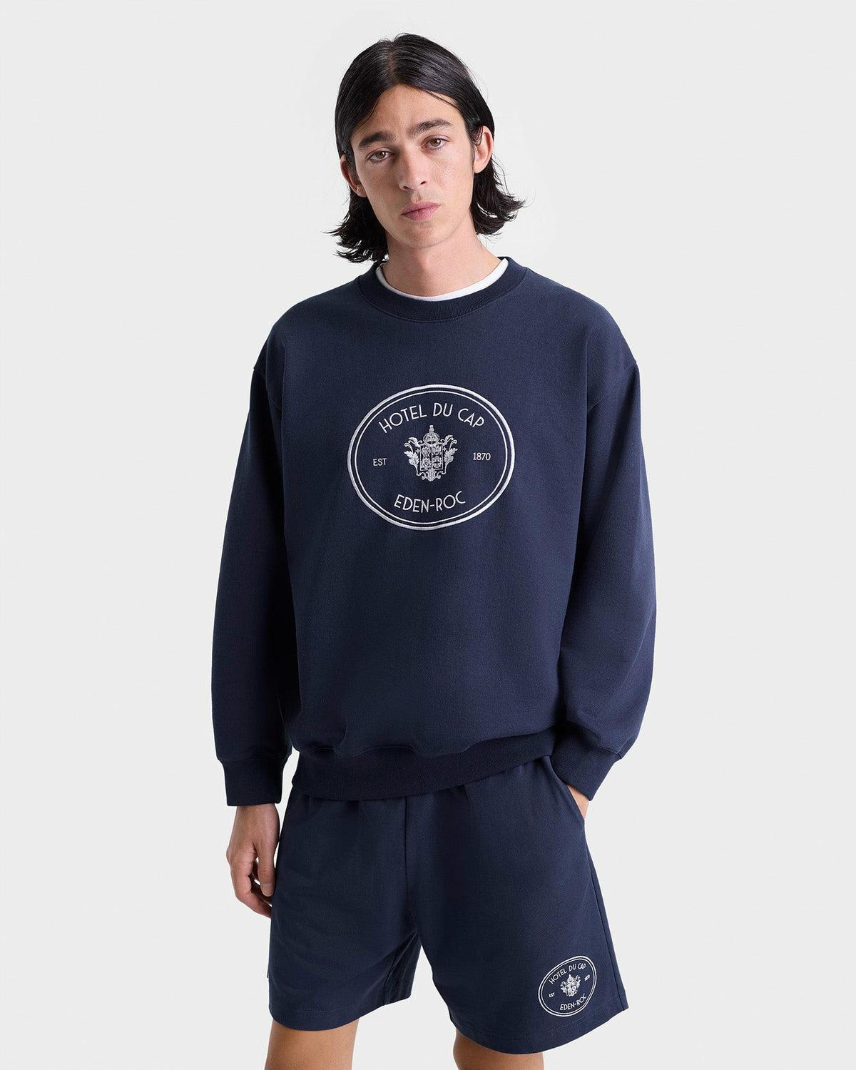 Sporty & Rich Eden Crest Gym Short - Navy/White