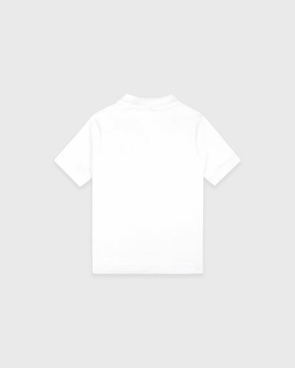 Sporty & Rich Signature Logo Kids Terry Polo - White/Light Navy