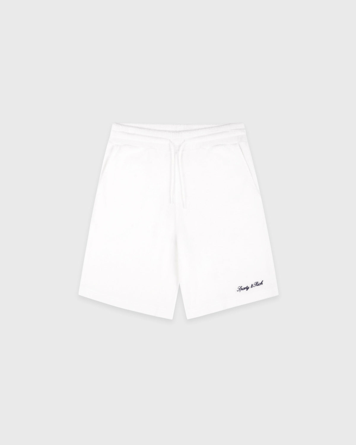 Sporty & Rich Signature Logo Kids Terry Short - White/Light Navy