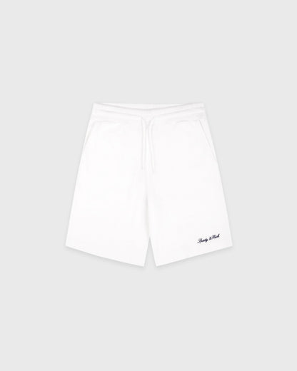 Sporty & Rich Signature Logo Kids Terry Short - White/Light Navy