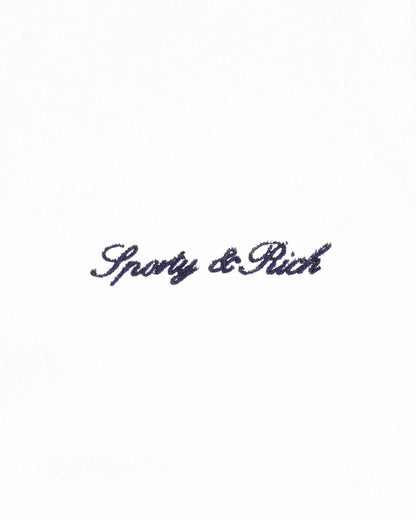 Sporty & Rich Signature Logo Kids Terry Short - White/Light Navy