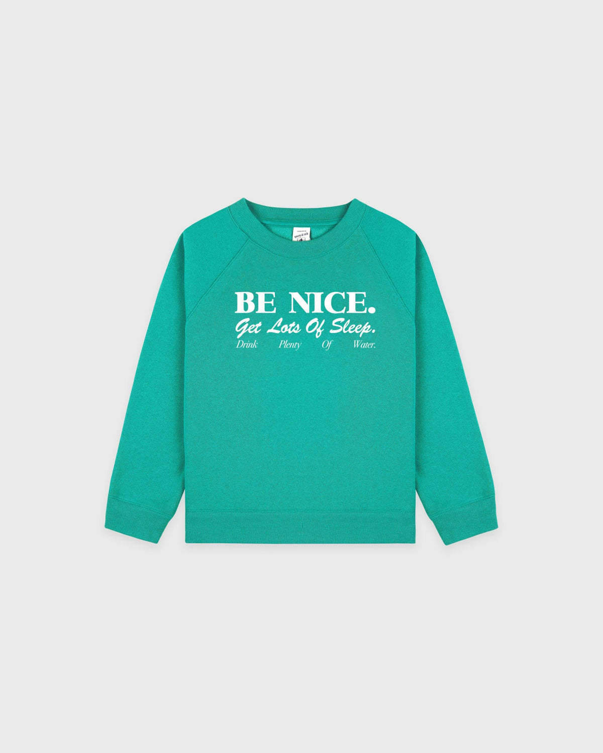 Sporty & Rich Be Nice Kids Crewneck - Amalfi Green/White