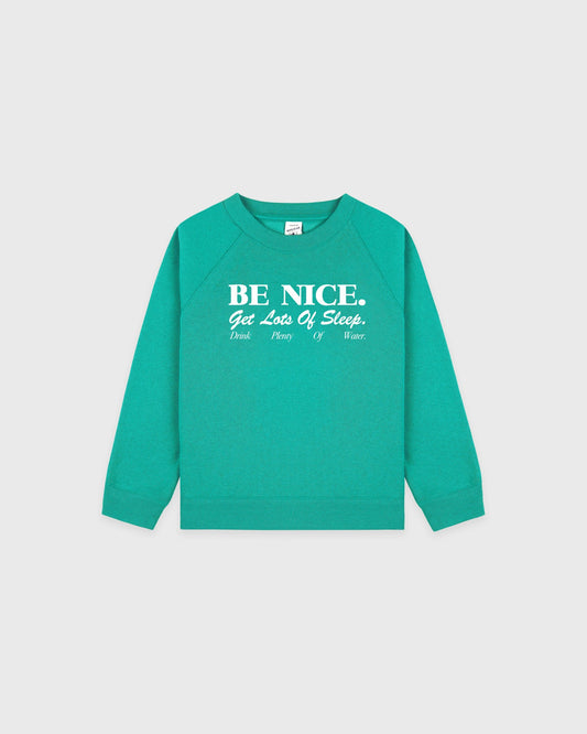 Sporty & Rich Be Nice Kids Crewneck - Amalfi Green/White