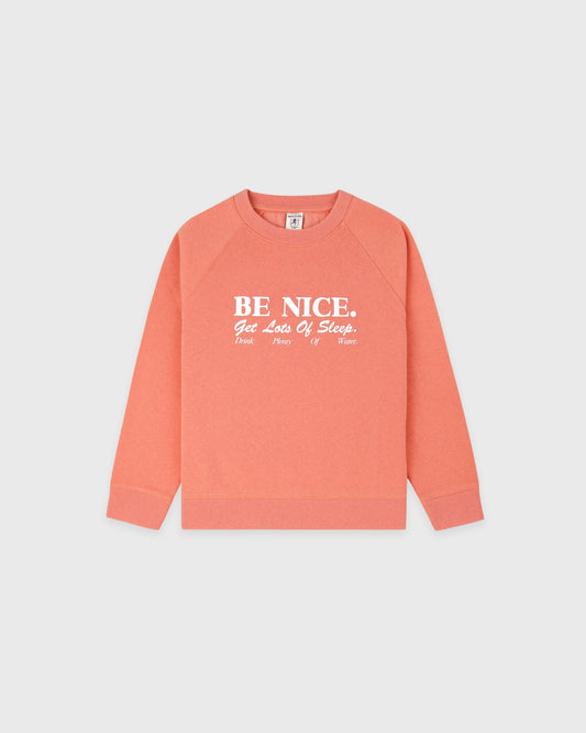 Sporty & Rich Be Nice Kids Crewneck - Flamingo/White