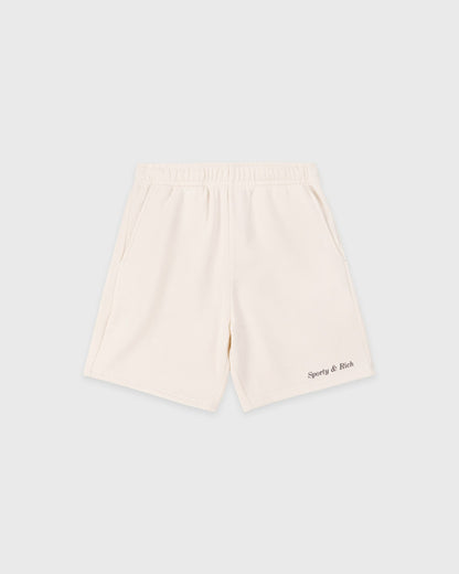 Sporty & Rich Classic Logo Kids Gym Short - Ecru