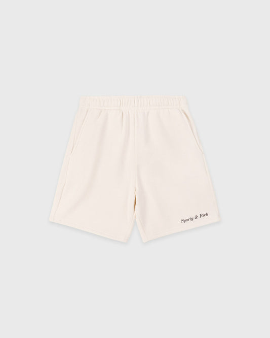Sporty & Rich Classic Logo Kids Gym Short - Ecru
