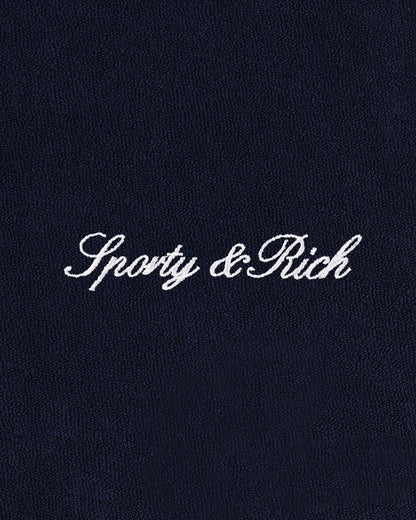 Sporty & Rich Signature Logo Kids Terry Short - Dark Navy