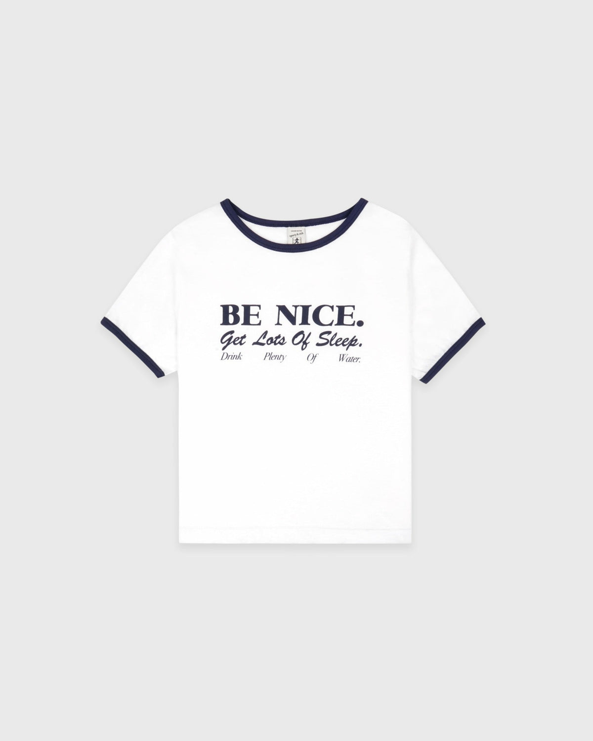 Sporty & Rich Be Nice Kids Ringer Tee - White/Light Navy/Light Navy