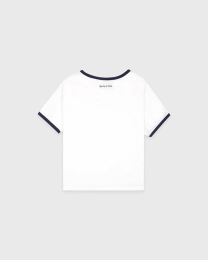 Sporty & Rich Be Nice Kids Ringer Tee - White/Light Navy/Light Navy