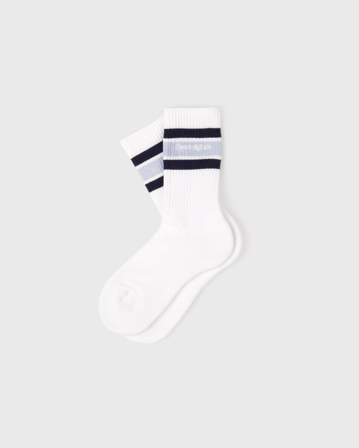 Sporty & Rich Serif Logo Kids Sock - White/Navy/Ciel