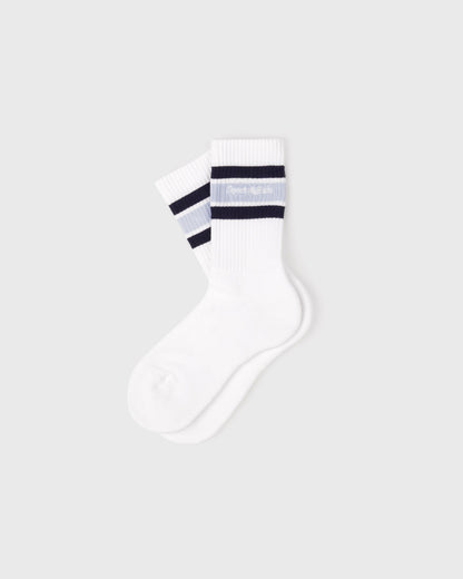 Sporty & Rich Serif Logo Kids Sock - White/Navy/Ciel