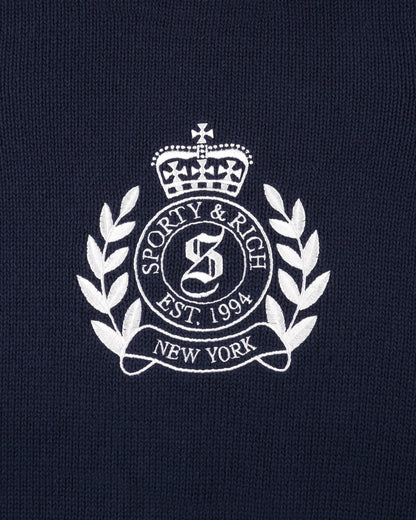 Sporty & Rich NY Crest Kids Knitted Sweater - Light Navy/White