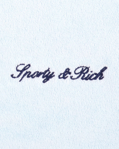 Sporty & Rich Signature Logo Kids Terry Polo - Ciel