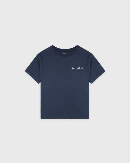 Sporty & Rich Drink More Water Kids T-Shirt - Light Navy/White