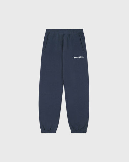 Sporty & Rich Serif Logo Kids Sweatpant - Light Navy/White