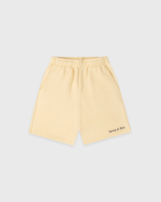 Sporty & Rich Classic Logo Kids Gym Short - Almond