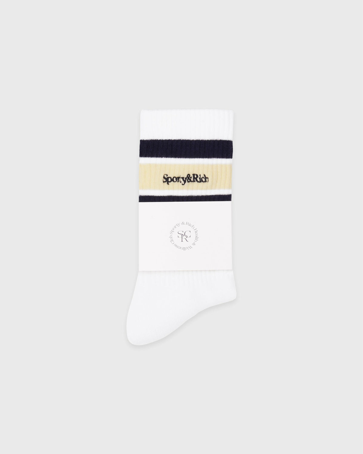 Sporty & Rich Serif Logo Kids Sock - White/Navy/Almond