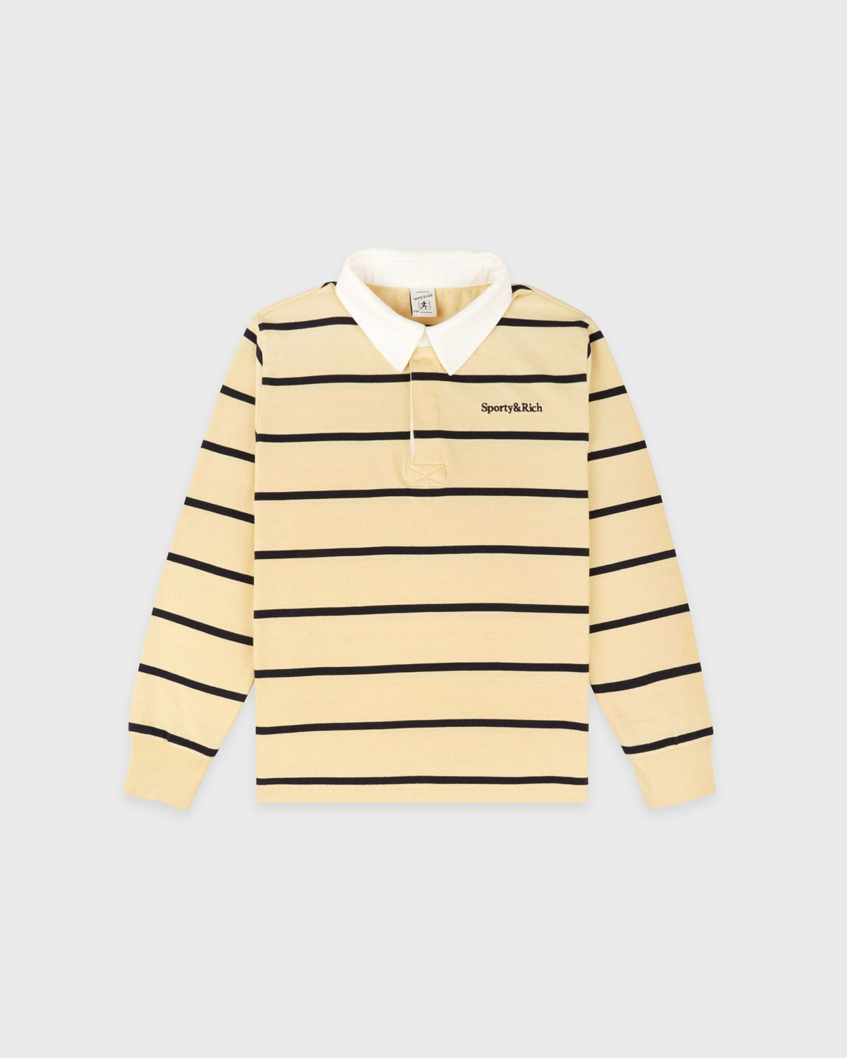 Sporty & Rich Serif Logo Kids Rugby Polo - Almond/Navy