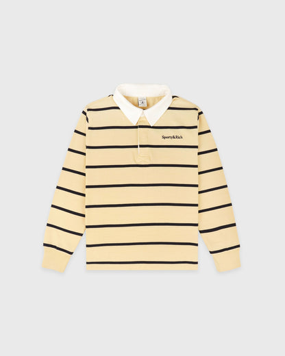Sporty & Rich Serif Logo Kids Rugby Polo - Almond/Navy
