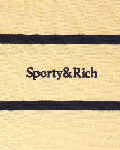 Sporty & Rich Serif Logo Kids Rugby Polo - Almond/Navy