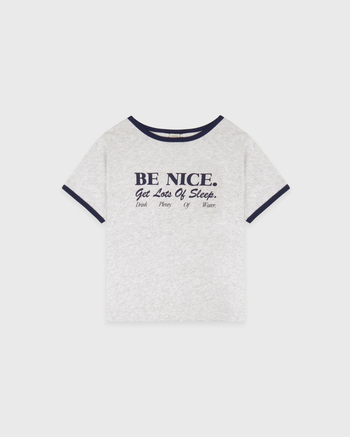 Sporty & Rich Be Nice Kids Ringer Tee - Heather Gray/Dark Navy