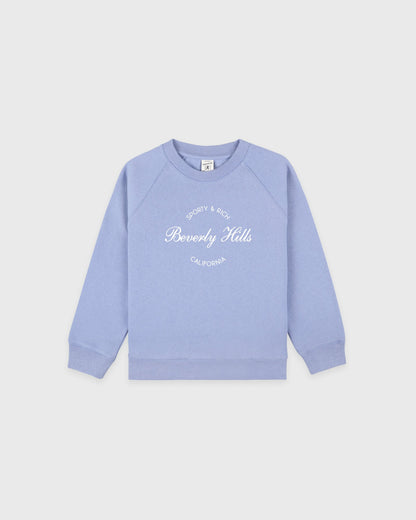 Sporty & Rich Beverly Script Kids Crewneck - Periwinkle