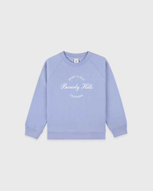 Sporty & Rich Beverly Script Kids Crewneck - Periwinkle