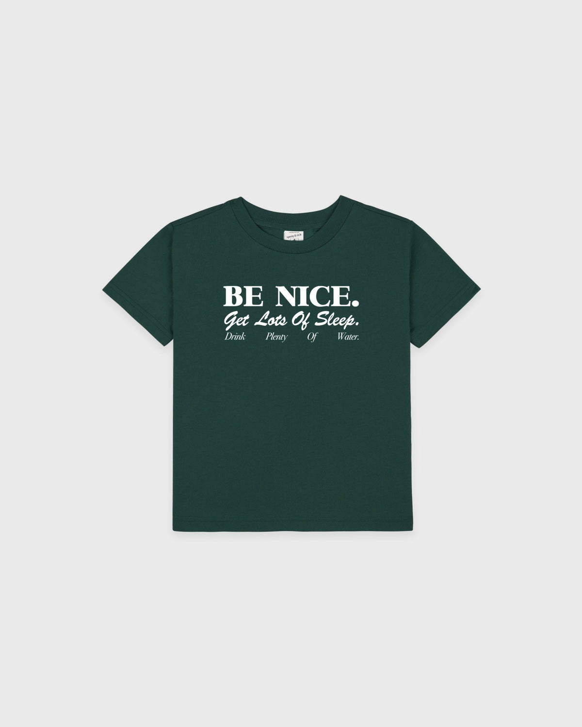 Sporty & Rich Be Nice Kids T-Shirt - Forest/White