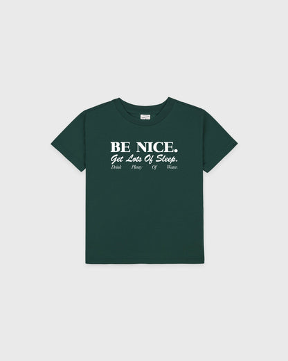 Sporty & Rich Be Nice Kids T-Shirt - Forest/White