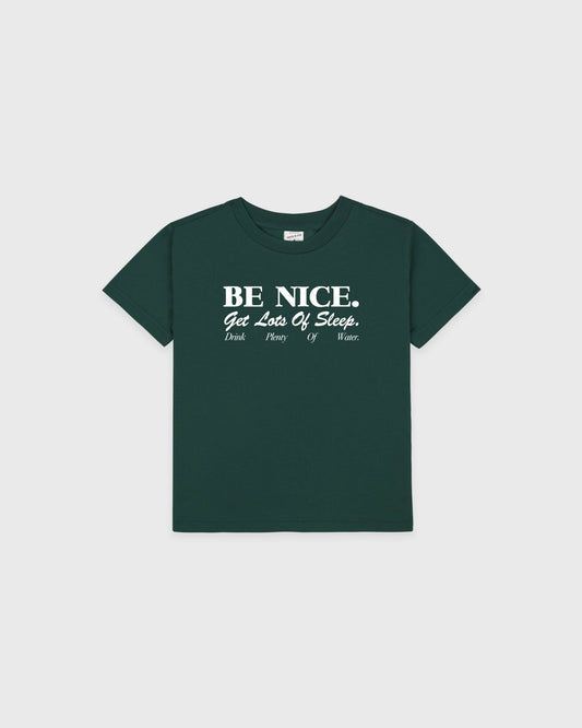 Sporty & Rich Be Nice Kids T-Shirt - Forest/White