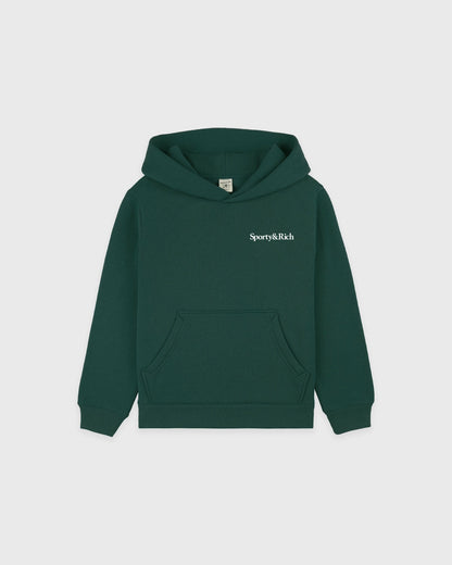 Sporty & Rich Drink More Water Kids Hoodie - Forest/White
