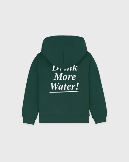 Sporty & Rich Drink More Water Kids Hoodie - Forest/White
