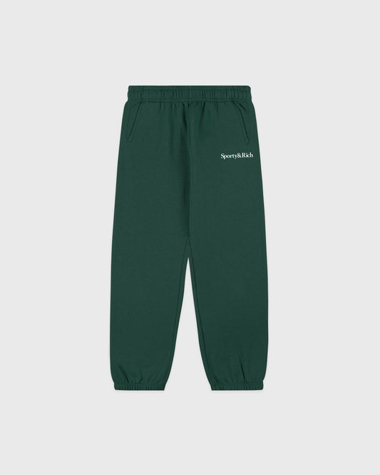 Sporty & Rich Serif Logo Kids Sweatpant - Forest/White