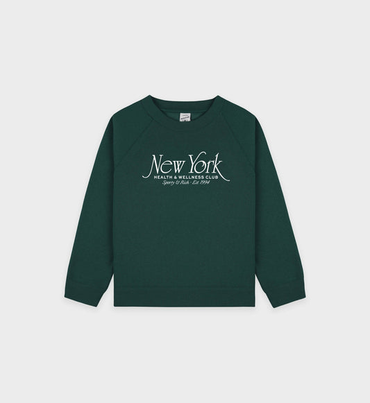 Sporty & Rich NY 94 Kids Crewneck - Forest/White