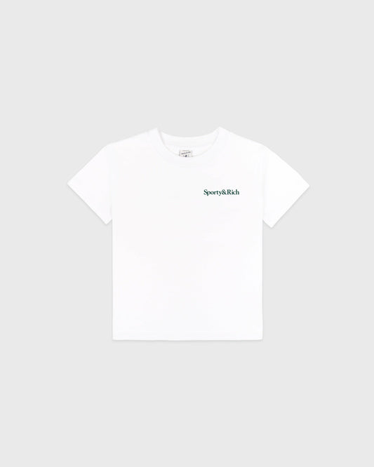 Sporty & Rich Drink More Water Kids T-Shirt - White/Forest
