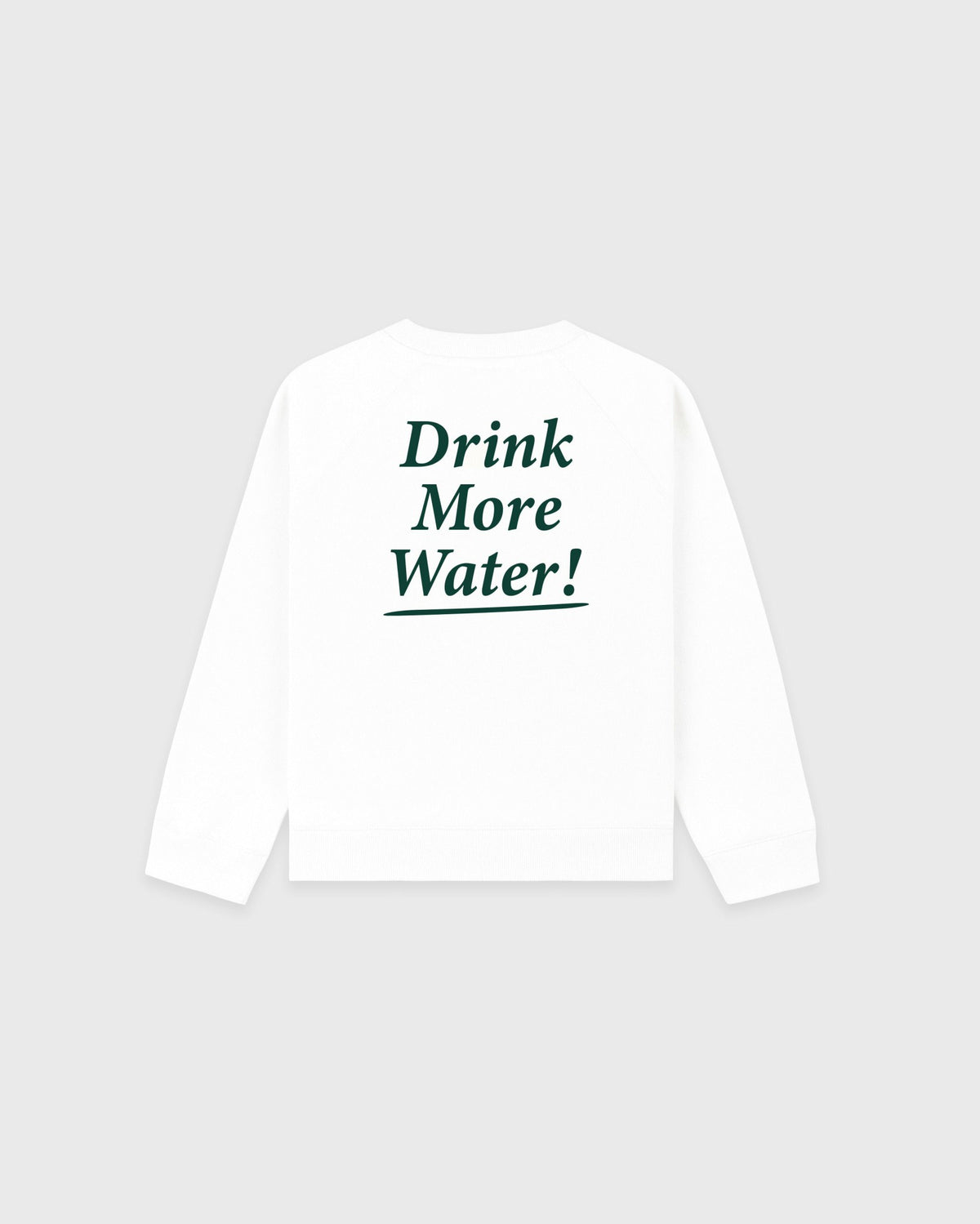 Sporty & Rich Drink More Water Kids Crewneck - White/Forest