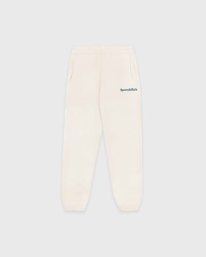 Sporty & Rich Serif Logo Kids Sweatpant - Cream/Navy