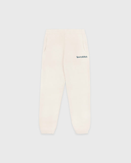 Sporty & Rich Serif Logo Kids Sweatpant - Cream/Navy