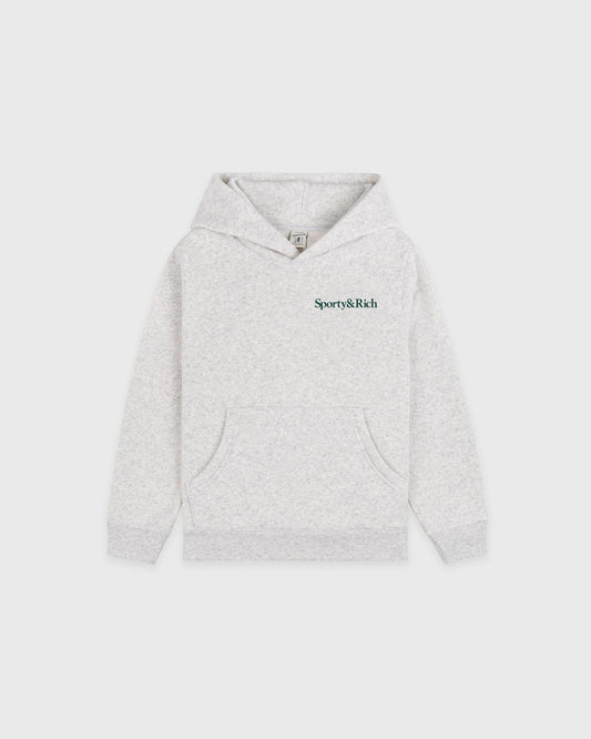 Sporty & Rich Play Tennis Kids Hoodie - Heather Gray/Forest