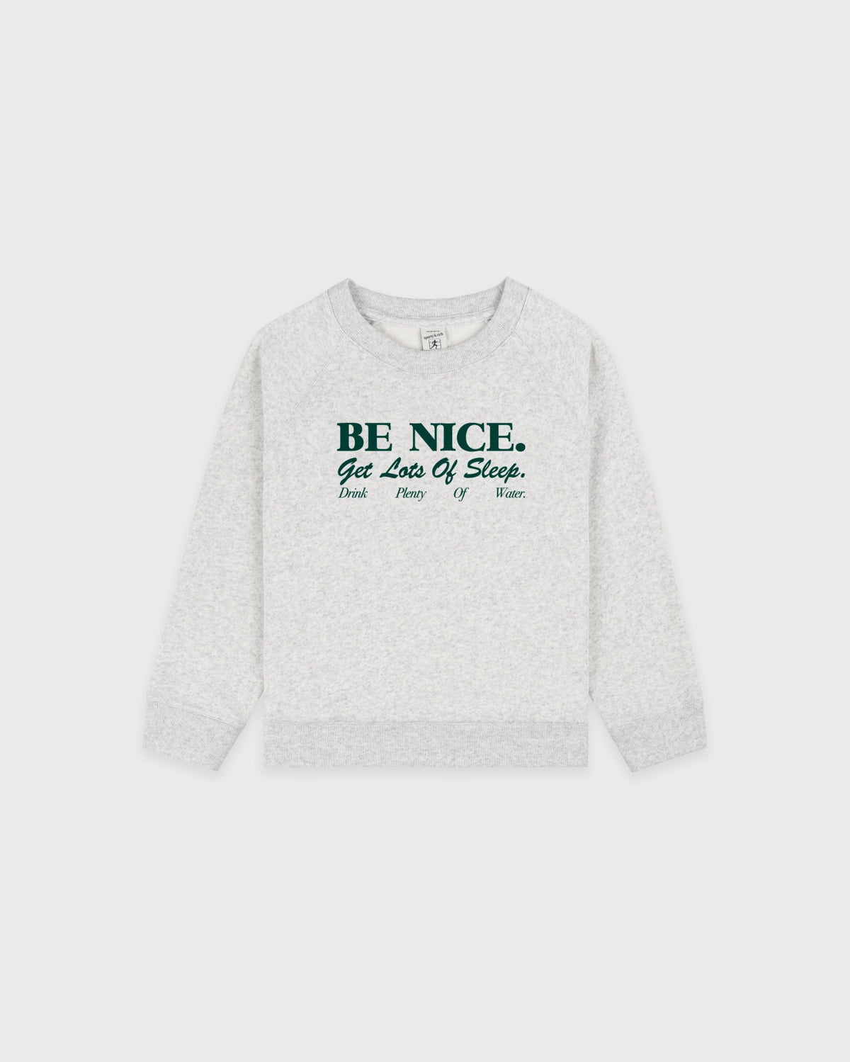 Sporty & Rich Be Nice Kids Crewneck - Heather Gray/Forest