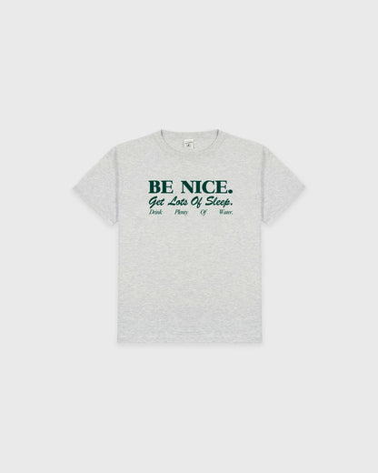 Sporty & Rich Be Nice Kids T-Shirt - Heather Gray/Forest