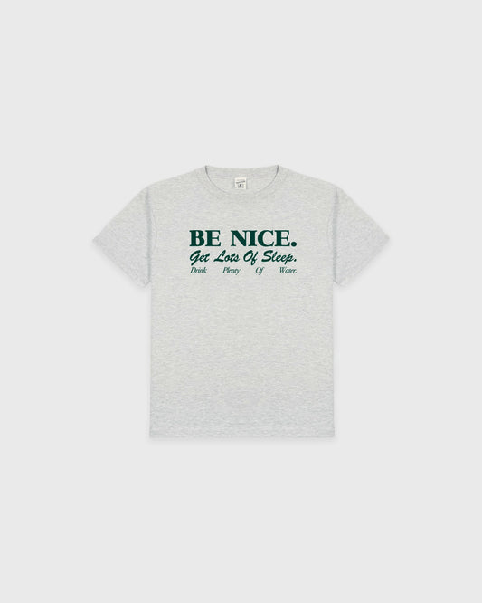 Sporty & Rich Be Nice Kids T-Shirt - Heather Gray/Forest