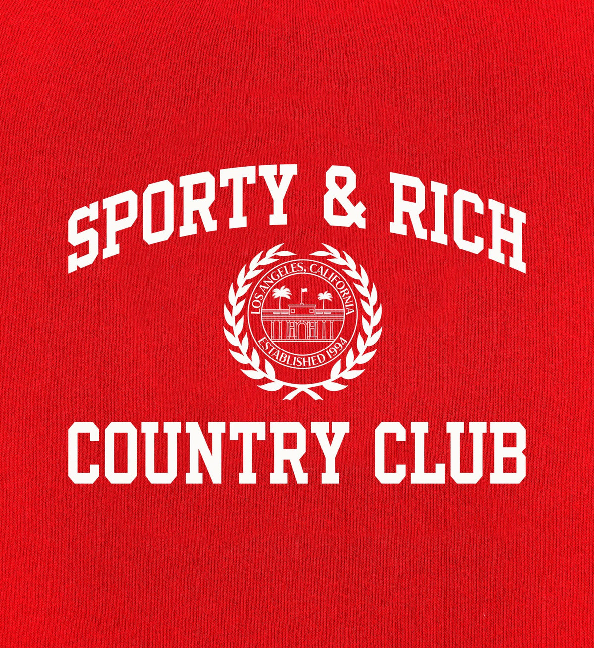 Sporty & Rich Varsity Crest Kids Crewneck - Ruby/White