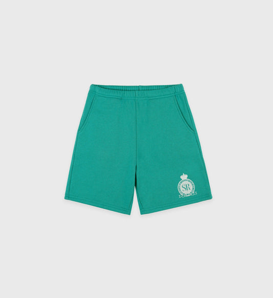 Sporty & Rich Royal Club Kids Gym Short - Spring Green/White