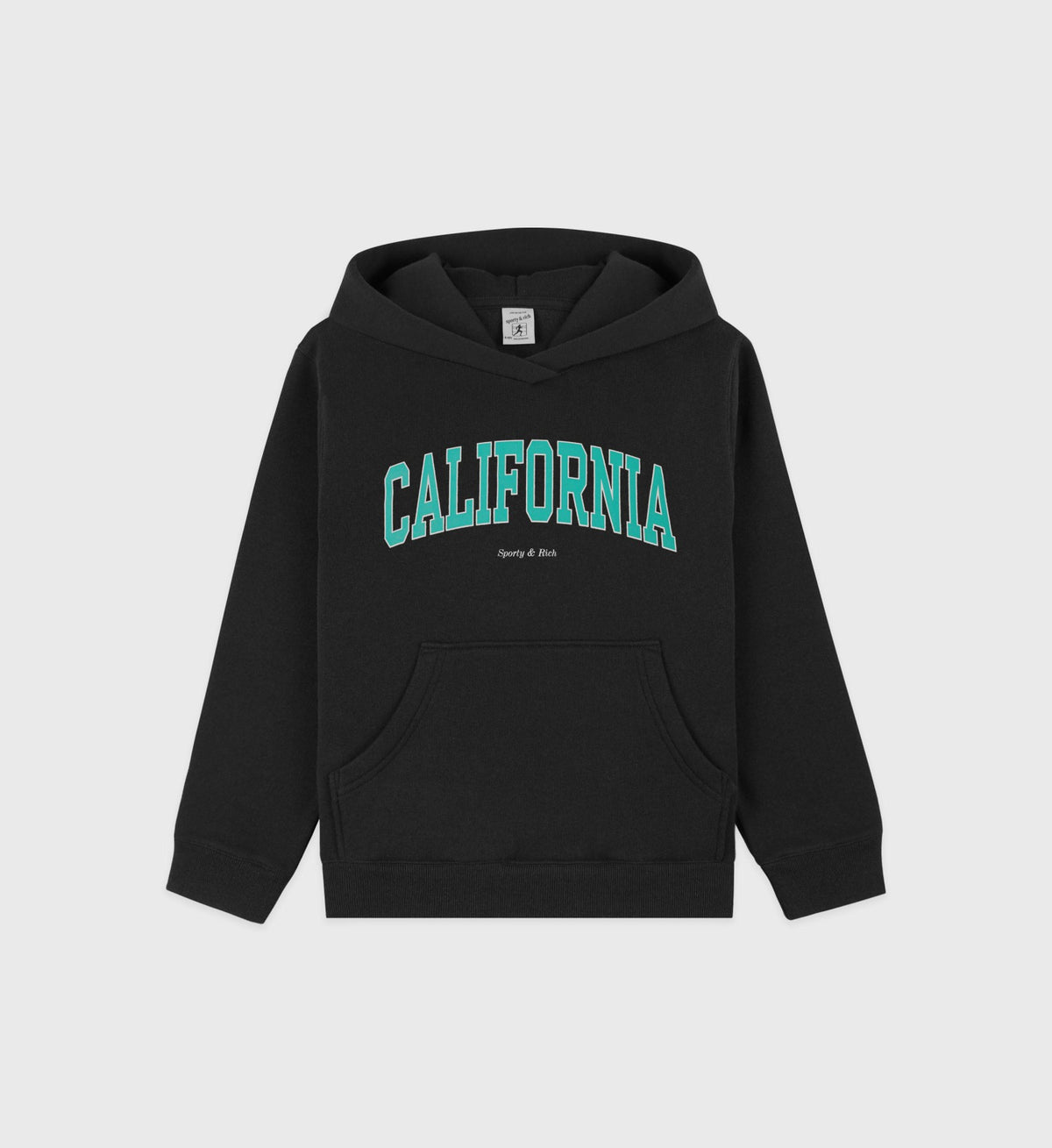 Sporty & Rich California Kids Hoodie - Faded Black/Spring Green