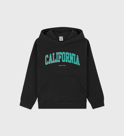 Sporty & Rich California Kids Hoodie - Faded Black/Spring Green