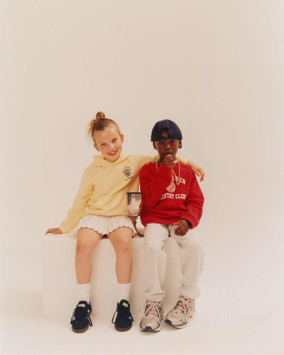Sporty & Rich California Emblem Kids Hoodie - Almond/Navy