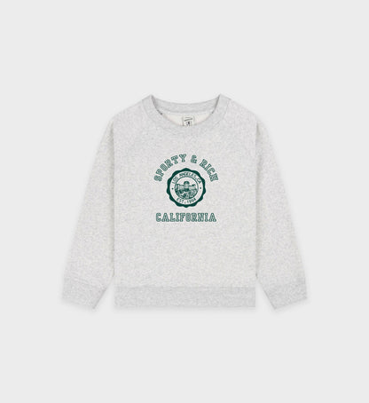 Sporty & Rich California Emblem Kids Crewneck - Heather Gray/Forest