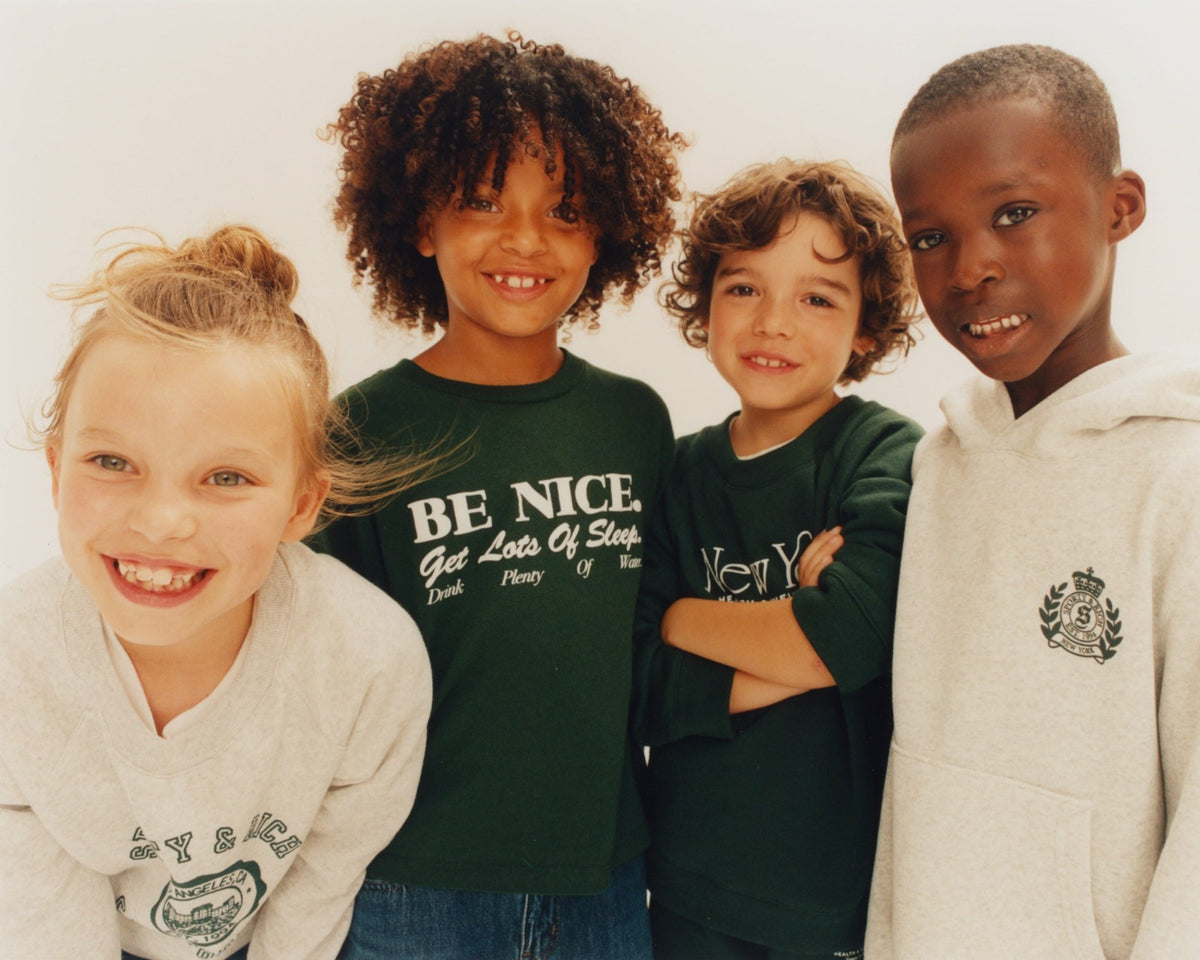 Sporty & Rich California Emblem Kids Crewneck - Heather Gray/Forest