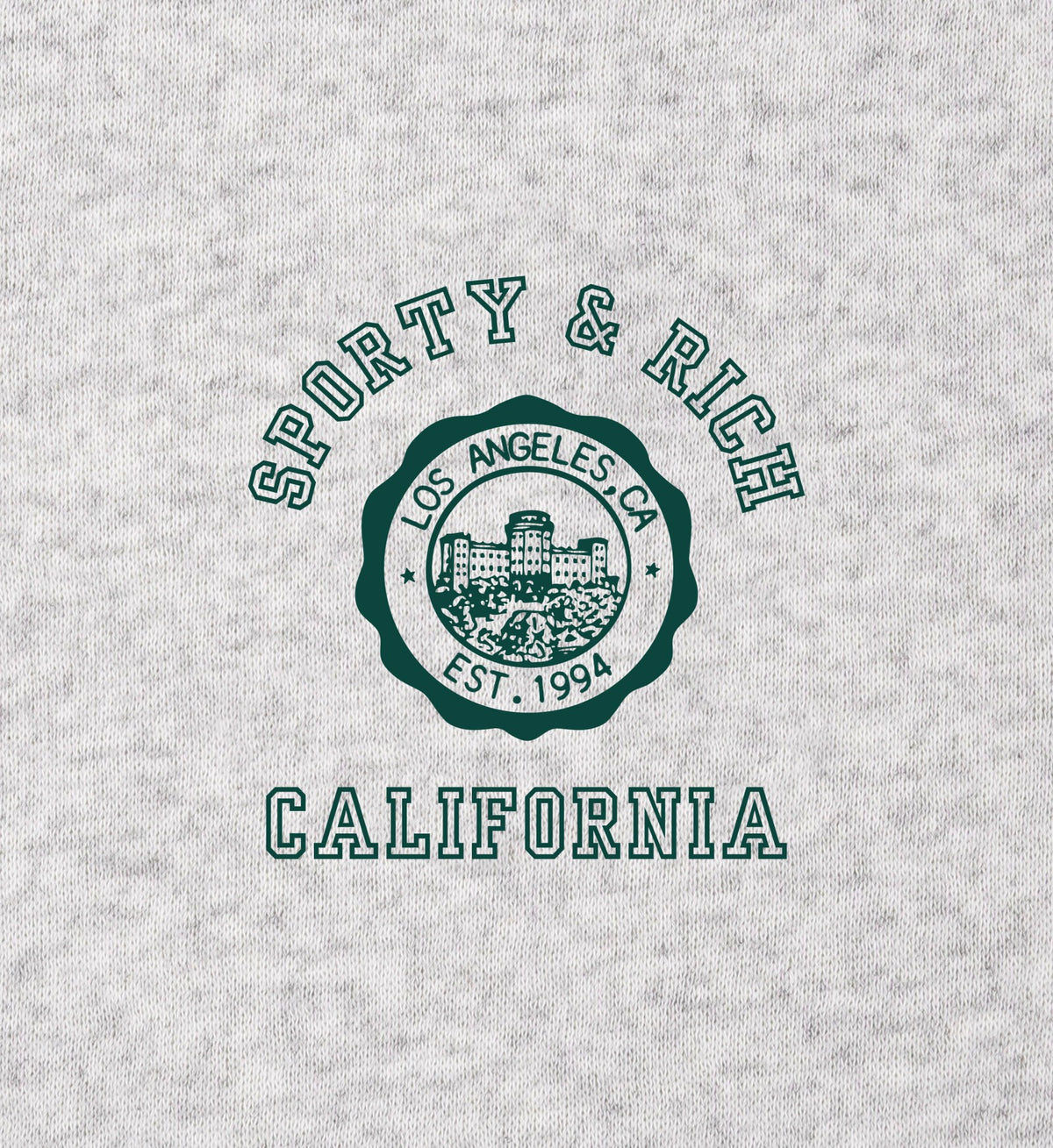 Sporty & Rich California Emblem Kids Crewneck - Heather Gray/Forest